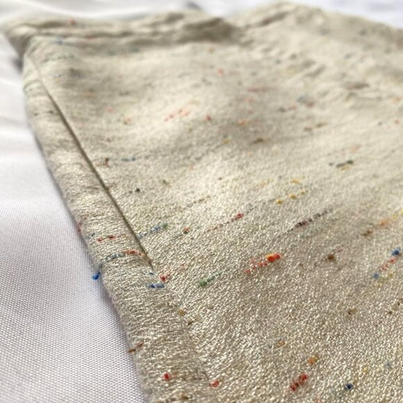 EMILIO PUCCI CREAM COLORFUL MARLED LINEN BLEND EXTRA WIDE LEG FORMAL PANTS - 6 - Picture 7 of 8